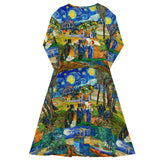 Van Gogh Collage Print long sleeve midi dress - Objet D'Art