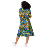 Van Gogh Collage Print long sleeve midi dress - Objet D'Art