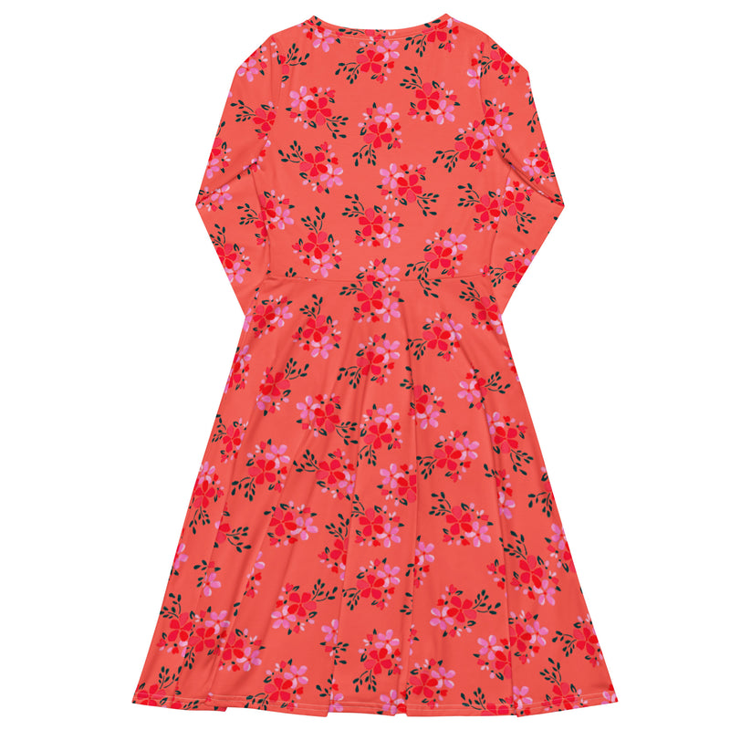 Water Floral long sleeve midi dress - Objet D'Art