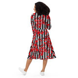 All-over print long sleeve midi dress - Objet D'Art