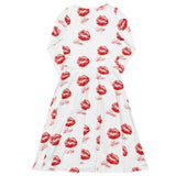 All-over print long sleeve midi dress - Objet D'Art