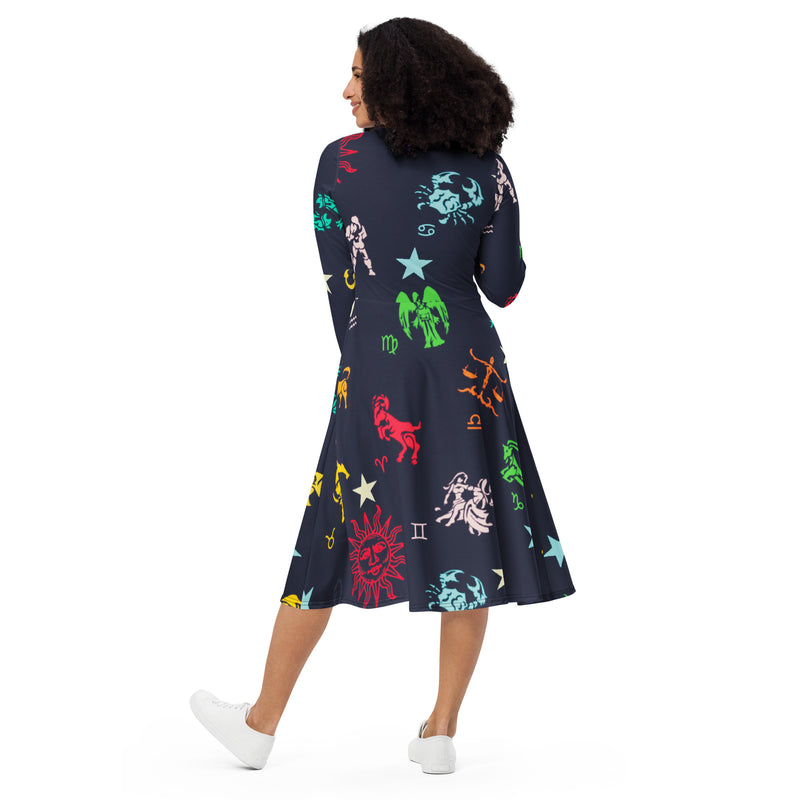 Zodiac Zone long sleeve midi dress - Objet D'Art