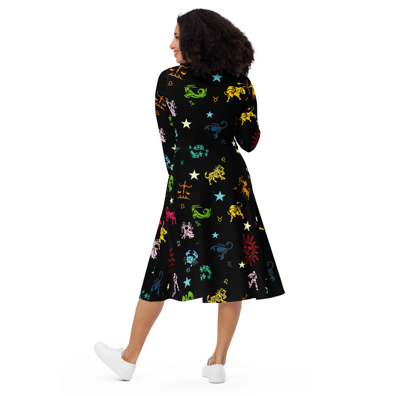 Zodiac Zone Long sleeve midi dress - Objet D'Art