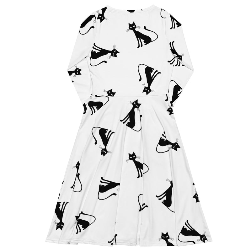 All-over print long sleeve midi dress - Objet D'Art