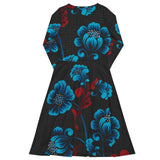 All-over print long sleeve midi dress - Objet D'Art