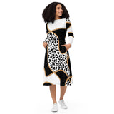 Chained Maiden Leopard Print long sleeve midi dress - Objet D'Art