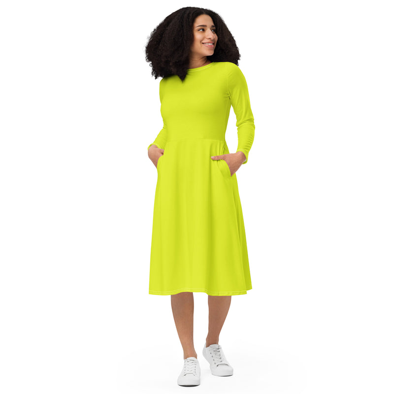 Granny Smith Apple long sleeve midi dress - Objet D'Art