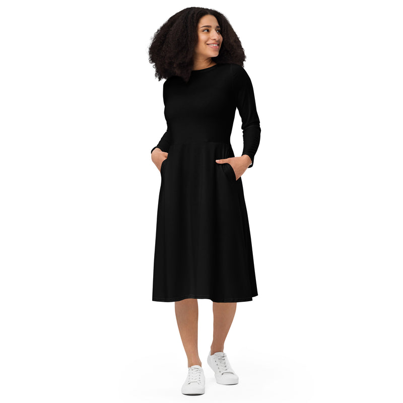Black long sleeve midi dress - Objet D'Art