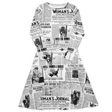 All-over print long sleeve midi dress - Objet D'Art