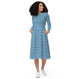 All-over print long sleeve midi dress - Objet D'Art