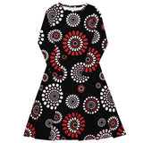 All-over print long sleeve midi dress - Objet D'Art