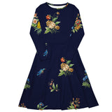 All-over print long sleeve midi dress - Objet D'Art