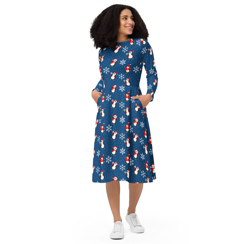 Happy Holidays long sleeve midi dress - Objet D'Art