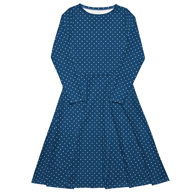 Polka dot long sleeve midi dress - Objet D'Art
