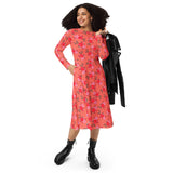 Water Floral long sleeve midi dress - Objet D'Art