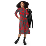 All-over print long sleeve midi dress - Objet D'Art