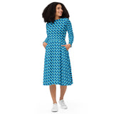 Tessellations print long sleeve midi dress - Objet D'Art