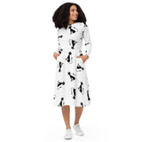 All-over print long sleeve midi dress - Objet D'Art