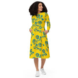 Floral Sunrise long sleeve midi dress - Objet D'Art