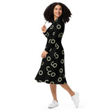 Disc Pattern long sleeve midi dress - Objet D'Art