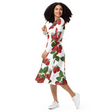 Colossal Raspberry long sleeve midi dress - Objet D'Art
