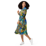 Van Gogh Collage Print long sleeve midi dress - Objet D'Art
