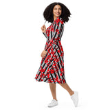 All-over print long sleeve midi dress - Objet D'Art