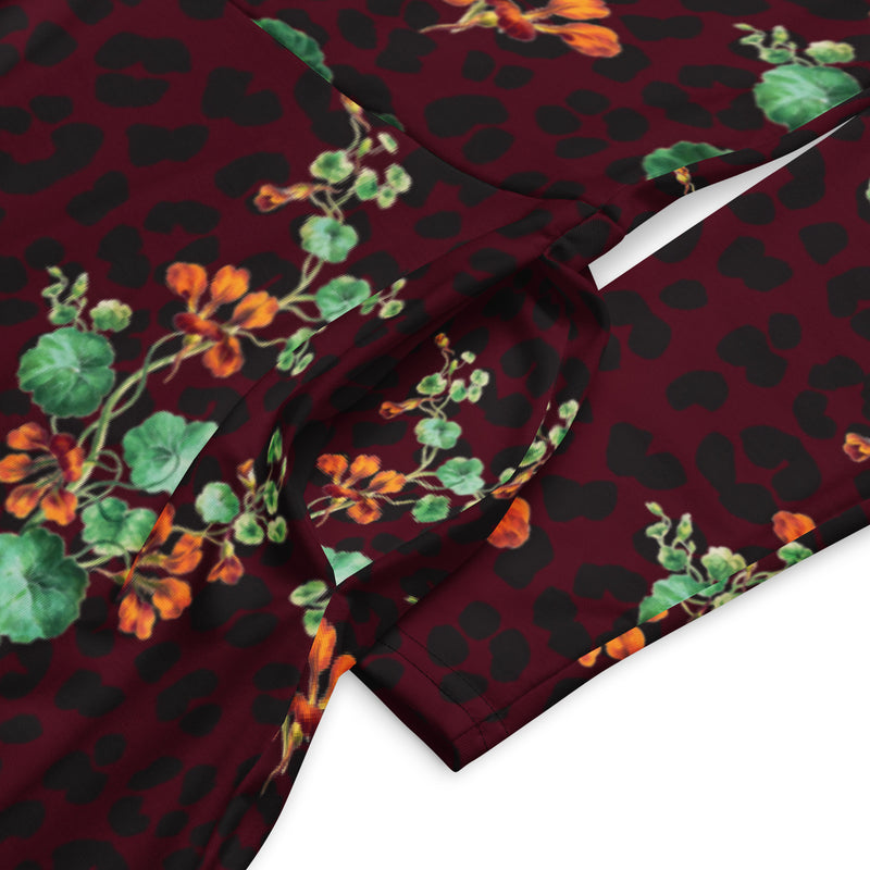 All-over print long sleeve midi dress - Objet D'Art