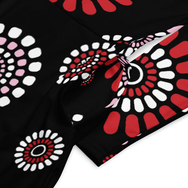 All-over print long sleeve midi dress - Objet D'Art