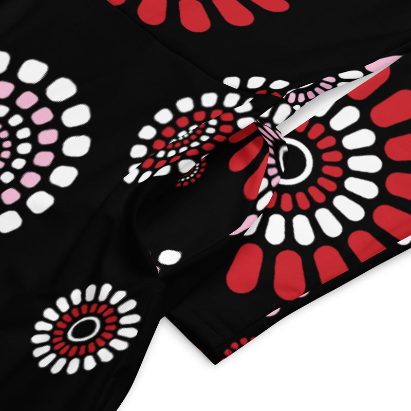 All-over print long sleeve midi dress - Objet D'Art