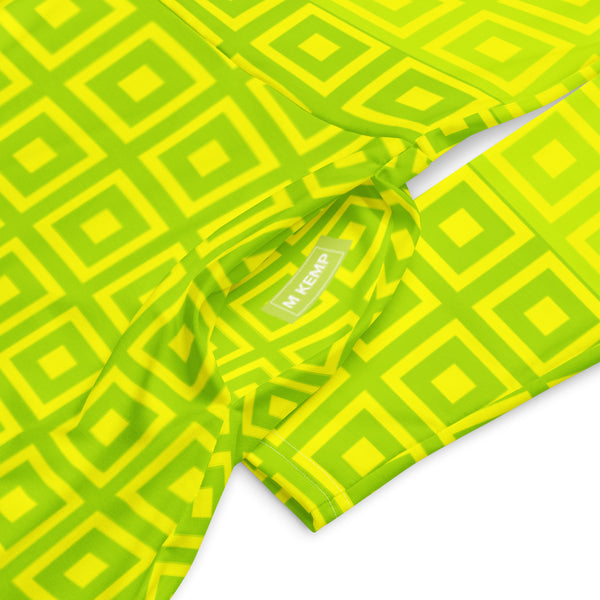 Lime-Green Matrix ong sleeve midi dress - Objet D'Art