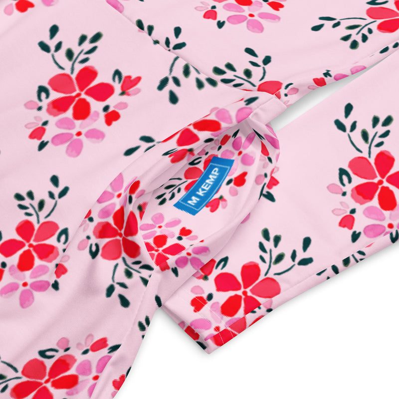 Pink Water Florals long sleeve midi dress - Objet D'Art