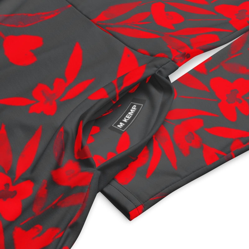 All-over print long sleeve midi dress - Objet D'Art