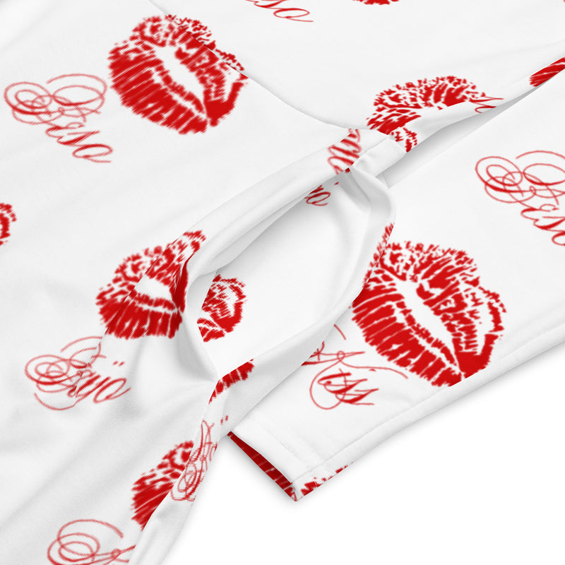 All-over print long sleeve midi dress - Objet D'Art