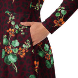 All-over print long sleeve midi dress - Objet D'Art