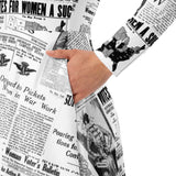 All-over print long sleeve midi dress - Objet D'Art