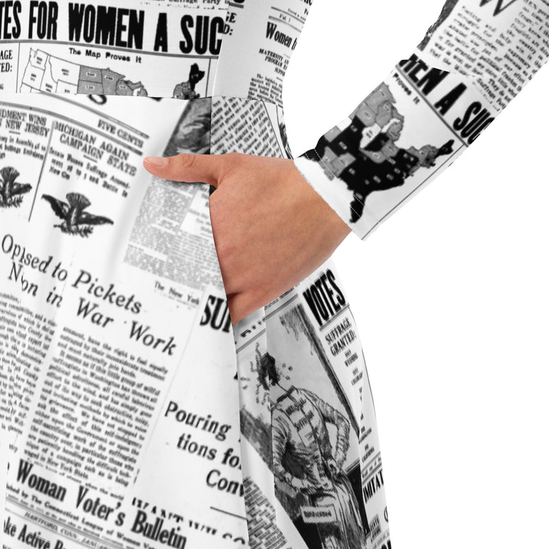 All-over print long sleeve midi dress - Objet D'Art