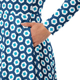 All-over print long sleeve midi dress - Objet D'Art