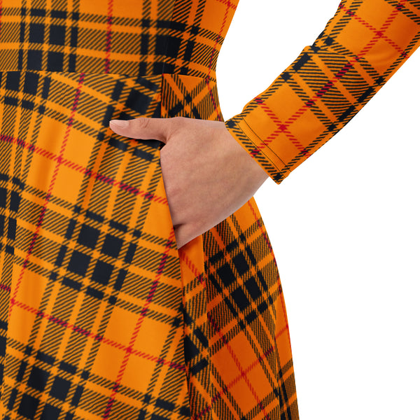 All-over print long sleeve midi dress - Objet D'Art