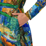 Van Gogh Collage Print long sleeve midi dress - Objet D'Art