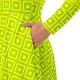 Lime-Green Matrix ong sleeve midi dress - Objet D'Art