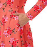 Water Floral long sleeve midi dress - Objet D'Art