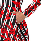 All-over print long sleeve midi dress - Objet D'Art