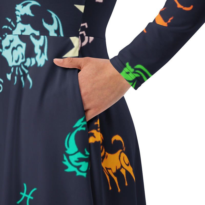 Zodiac Zone long sleeve midi dress - Objet D'Art