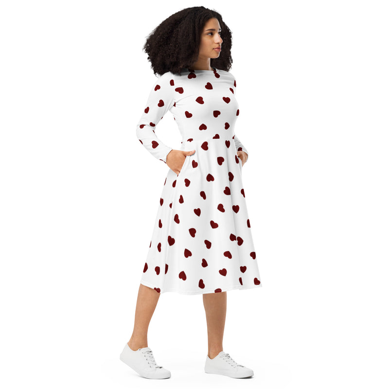 Heart Felt long sleeve midi dress - Objet D'Art