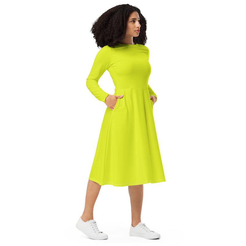 Granny Smith Apple long sleeve midi dress - Objet D'Art