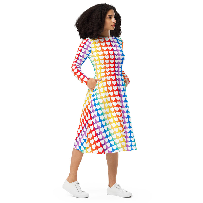 Spectral Heart Array long sleeve midi dress - Objet D'Art