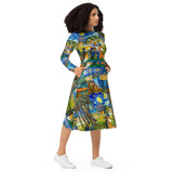 Van Gogh Collage Print long sleeve midi dress - Objet D'Art