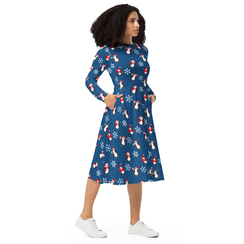 Happy Holidays long sleeve midi dress - Objet D'Art