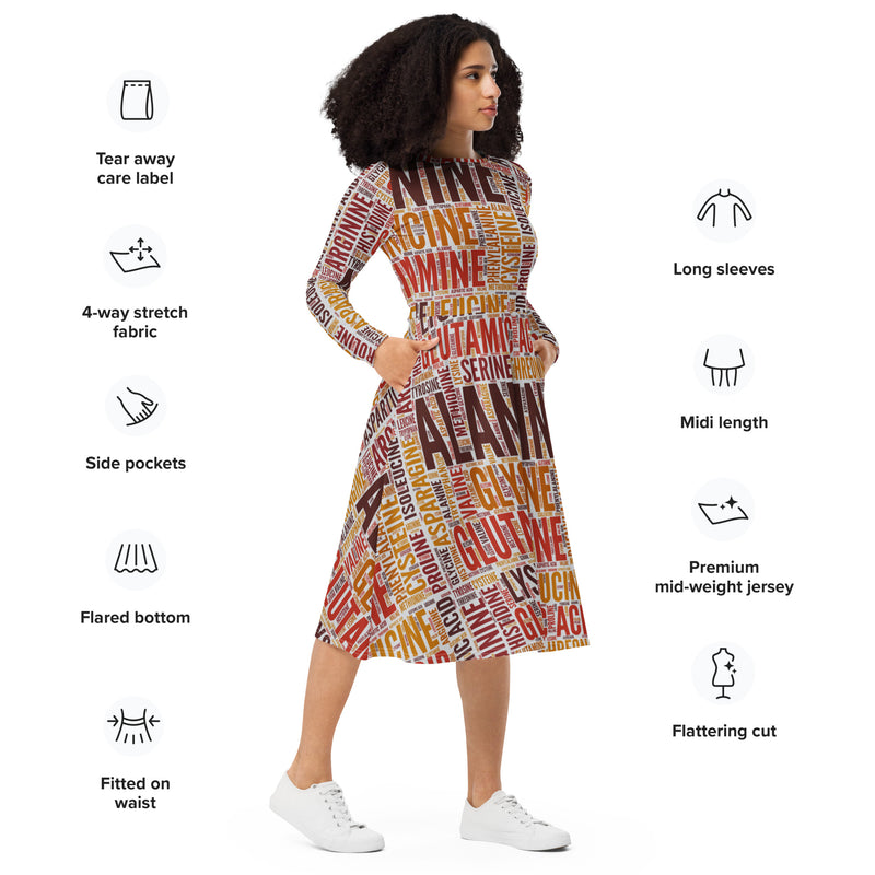 Amino Acids long sleeve midi dress - Objet D'Art